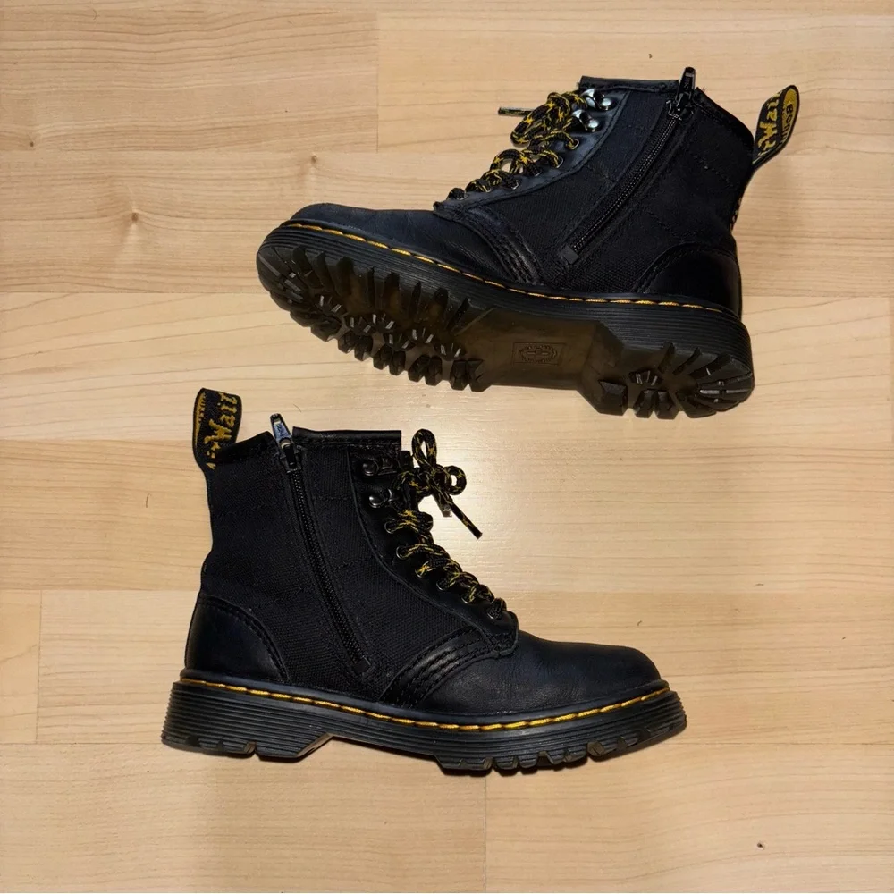 Dr. Martens‎ Black Leather Boots Toddler Sz 10 AirWair Bouncing Sole Lace Up Zip